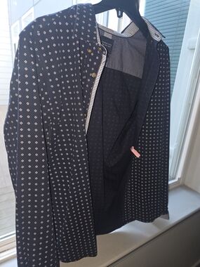 Denim And Flower Navy Blue Patterned Button-Up Jacket